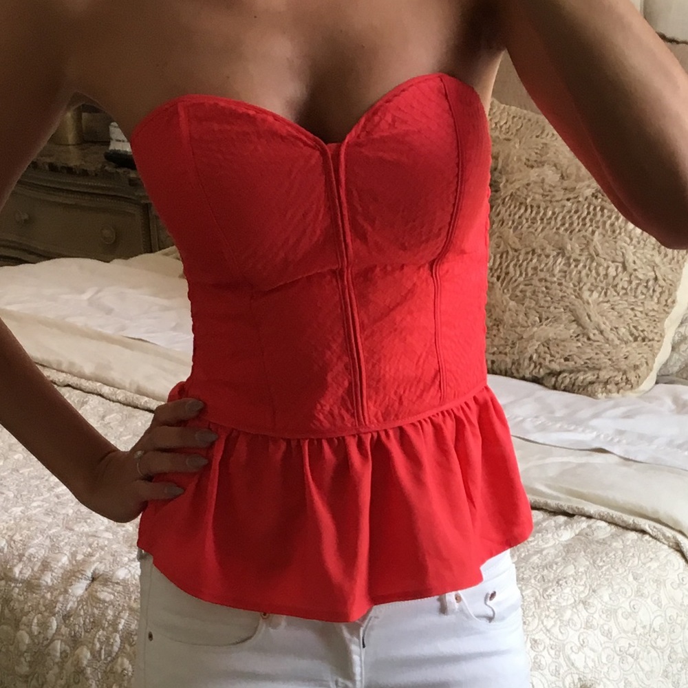 Coral peplum top